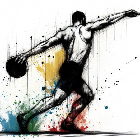 Athletics in watercolor paint illustration with Generative AI.の素材