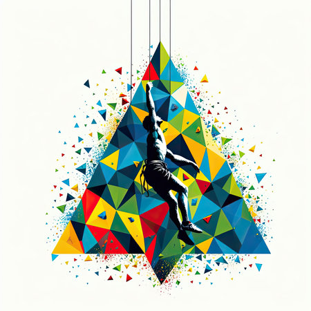 sport climbing with triangles in Generative AI.の素材