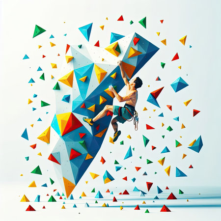 sport climbing with triangles in Generative AI.の素材