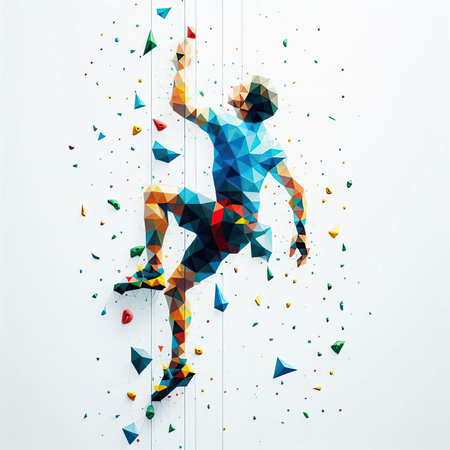 sport climbing with triangles in Generative AI.の素材