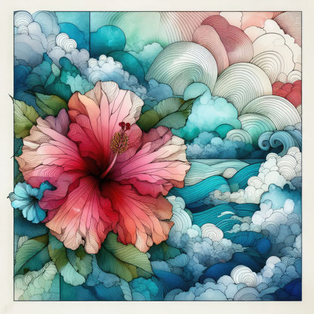 Tropical Dreamscape Summer theme background with Generative AI.の素材