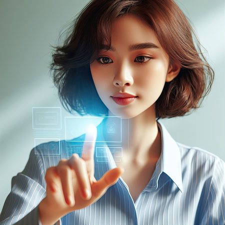 Interacting with Futuristic Holographic Interface with Generative AI.の素材