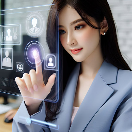 Interacting with Futuristic Holographic Interface with Generative AI.の素材