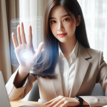 Interacting with Futuristic Holographic Interface with Generative AI.の素材