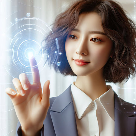 Interacting with Futuristic Holographic Interface with Generative AI.の素材