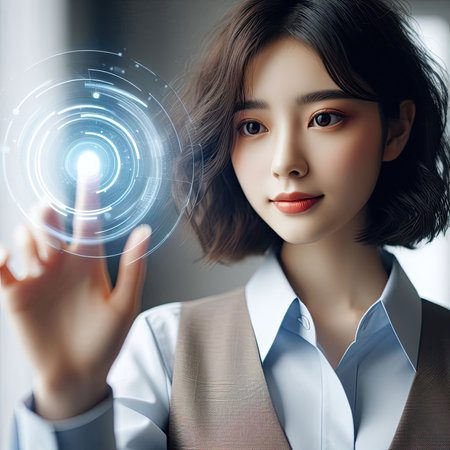 Interacting with Futuristic Holographic Interface with Generative AI.の素材