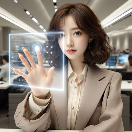 Interacting with Futuristic Holographic Interface with Generative AI.の素材