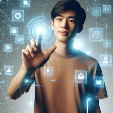 Interacting with Futuristic Holographic Interface with Generative AI.の素材