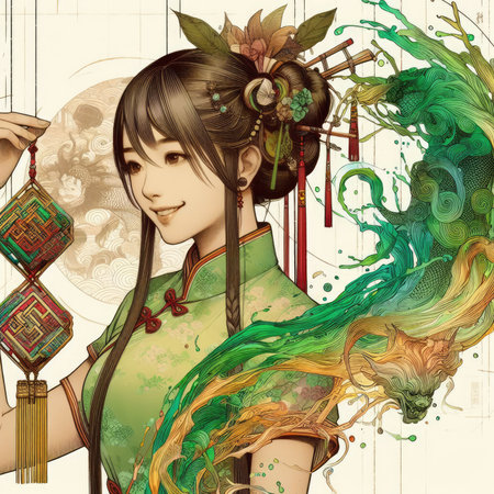 Girl in Dragon boat Festival with Generative AI.の素材