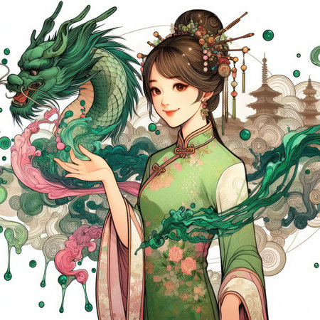 Girl in Dragon boat Festival with Generative AI.の素材