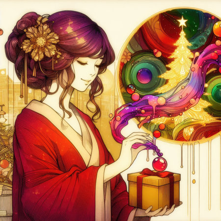 Girl in Christmas with Generative AI.の素材