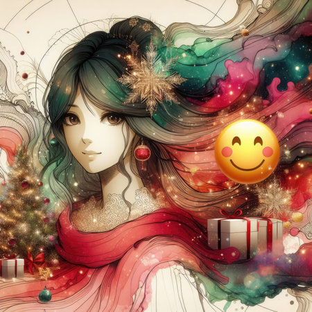 Girl in Christmas with Generative AI.の素材