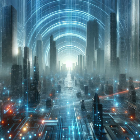 Futuristic Digital Landscape with Generative AI.の素材