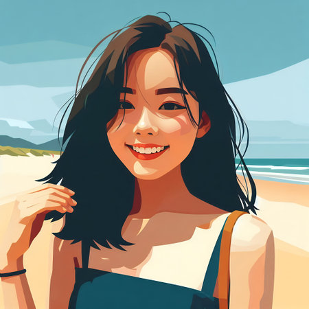 Sun-Kissed Elegance: A Day at the Beach with Generative AI.の素材