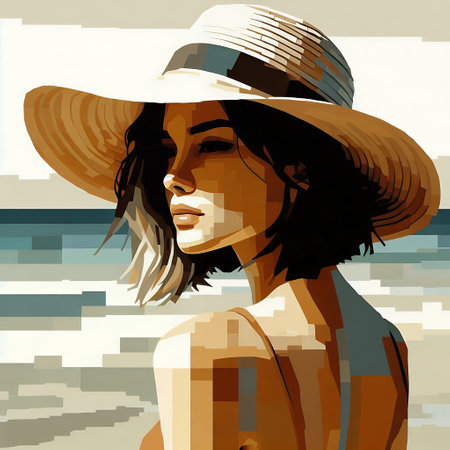 Sun-Kissed Elegance: A Day at the Beach with Generative AI.の素材