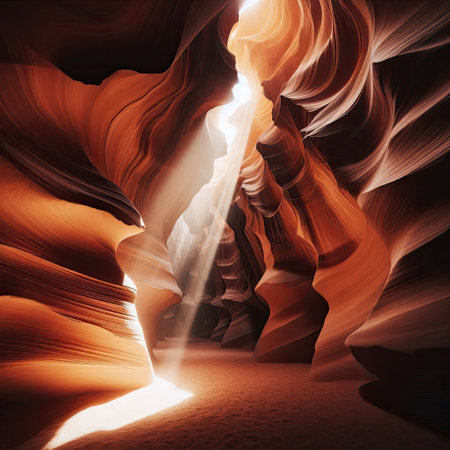 light and vest drawings in canyon with Generative AI.の素材