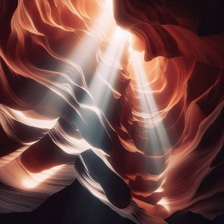 light and vest drawings in canyon with Generative AI.の素材