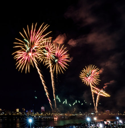 Summer fireworks in Taipei,Taiwan.
