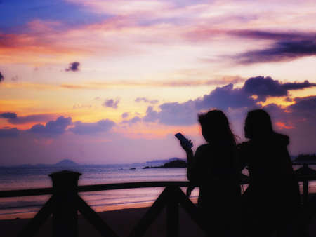 The dusk by the sea is different and beautifulの写真素材