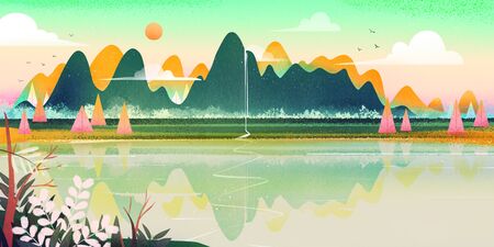 Aestheticism Chinese style landscape sceneryの写真素材