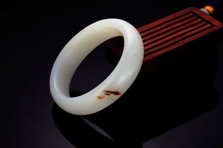 Photography background of Xinjiang white jade and field jade bracelets