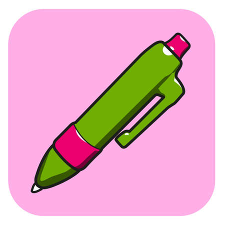 pen icon vector on pink buttonのイラスト素材