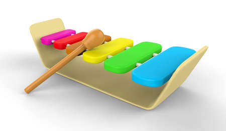 colorful child s xylophone 3D on white backgroundの写真素材