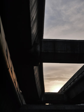 Last light of the day under sky train