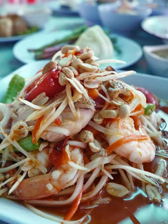 Thai spicy Seafood somtamの写真素材