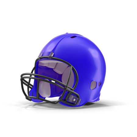 colored Football protection helmet isolated over white backgroundの写真素材