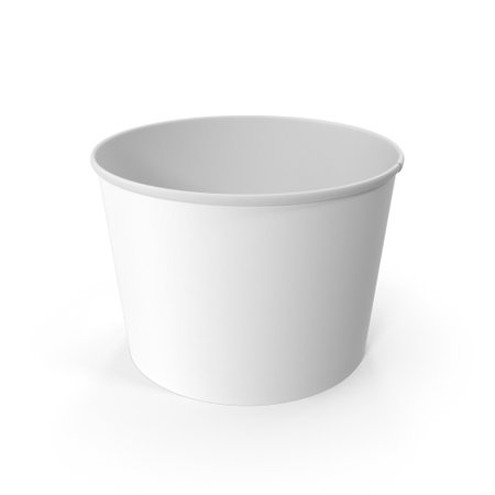 White Ice cream paper cup Container For Dessert, Yogurt, Ice Cream, Sour Cream for Package Design Mock Up Close up View Isolated on White Background 3d renderの写真素材