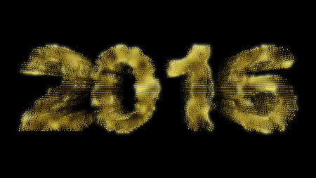 New Year 2016 Shining Particles On Black Backgroundの写真素材