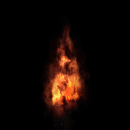 Fire Isolated On Black Backgroundの写真素材