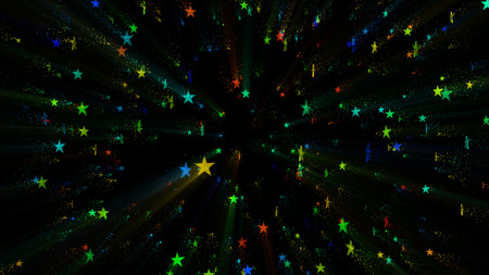 Illuminated Multicolor Flying Starsの写真素材