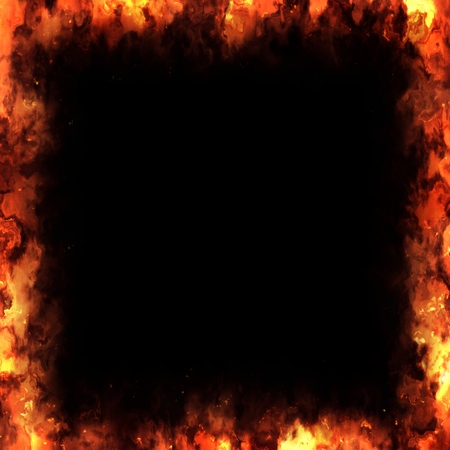 Abstract Fire Frame On Black Backgroundの写真素材