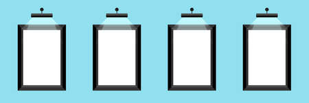 Vector frames. Flat style frames with light on blue background. Set of frames. Vector illustrationのイラスト素材