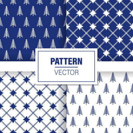 Pattern background. Christmas patterns. Trendy vector patterns. Blue and white color background. Vector illustrationのイラスト素材
