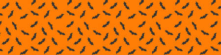 Halloween pattern concept. Happy Halloween Background. Halloween pattern, bats on orange background. Vector illustrationのイラスト素材
