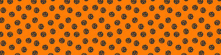 Halloween pattern. Happy Halloween Background. Concept of halloween pattern, pumpkins on orange background. Vector illustrationのイラスト素材