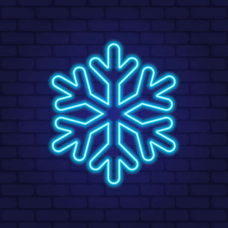 Neon snow icon. Colorful glowing snowflake vector icon. Vector illustrationのイラスト素材