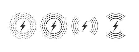 Wireless charging linear style. Wireless charging icon concept. Charging icons set for web and animation. Vector illustrationのイラスト素材
