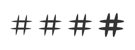 Hashtag icon set. Flat style icons hashtag on white background. Vector illustration