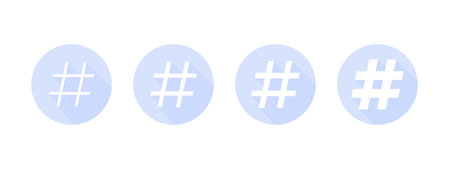 Hashtags. Flat style icons hashtag on white background. Icons for web. Vector illustration