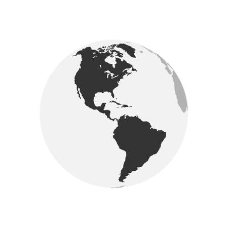 America Continent map. Earth Globe. World Map in circle. Globes web icon. Vector illustrationのイラスト素材