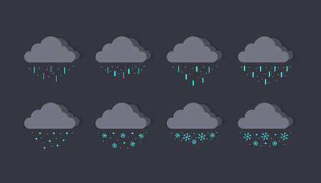 Cloud icons. Dark gray clouds. Rain clouds. Snow clouds. Concept clouds. Vector illustrationのイラスト素材
