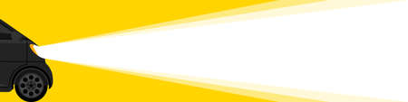 Banner car light. Banner for advertising, car light on yellow background. Vector illustrationのイラスト素材