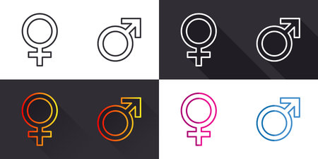 Male and female line icons. Variations male and female icons. Gender Icon. Vector illustrationのイラスト素材