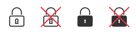 Lock closed icon vector illustration. Padlock icons on white background. Linear symbol with thin...