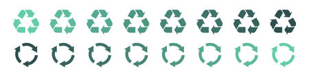 Recycle icon symbol vector. Recycling and rotation arrow icon pack. Concept icons. Trendy green...