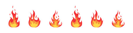 Vector fire. Fire flames. Fire sign. Flame elements on a white background. Vector illustrationのイラスト素材